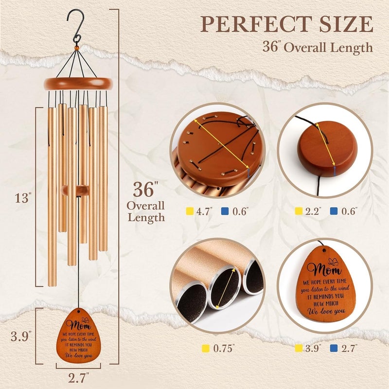 Leebbsin Gifts for Mom, Moms Wind Chimes, Christmas Best Gift for Mom, Mother Birthday Gift from Daughter Son, Love Reminder Gifts for Birthday Thanksgiving Mother's Day, Large-36'' - Image 5